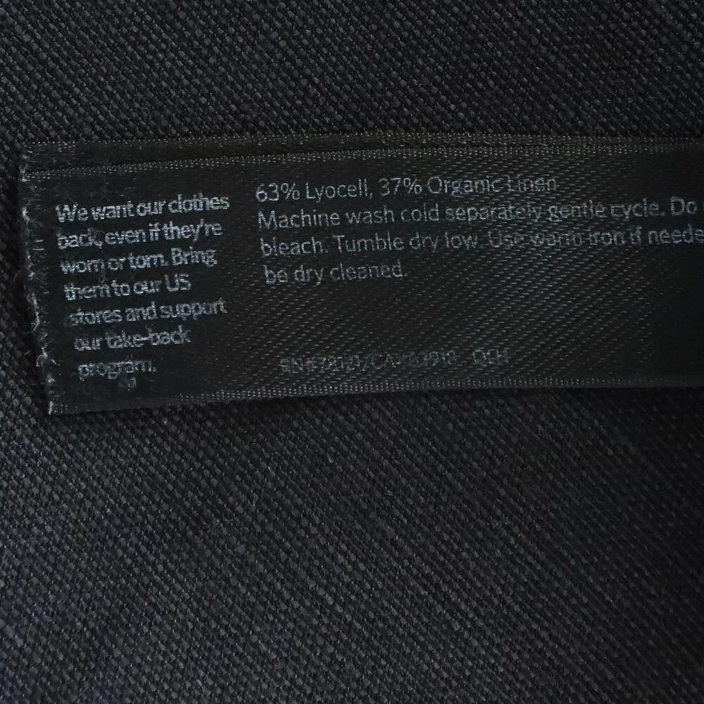 Eileen Fisher Black Lyocell Organic Linen Tapered High Waist Pull-on Pants XS - Picture 8 of 9